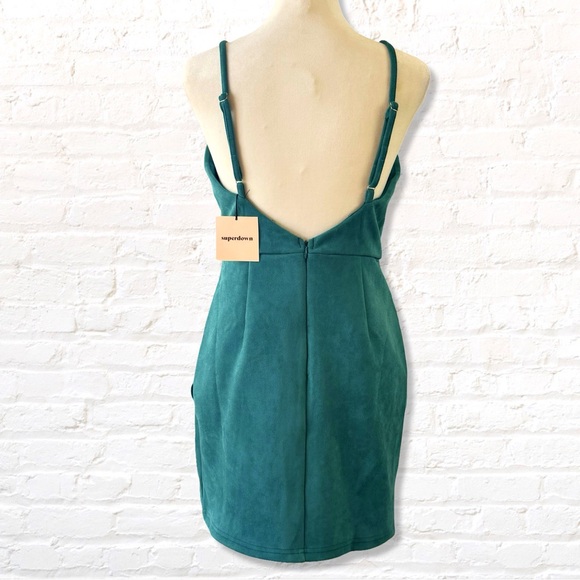 Superdown x Revolve Carrie Faux Suede Mini Dress Emerald Green Small Christmas - Picture 4 of 8